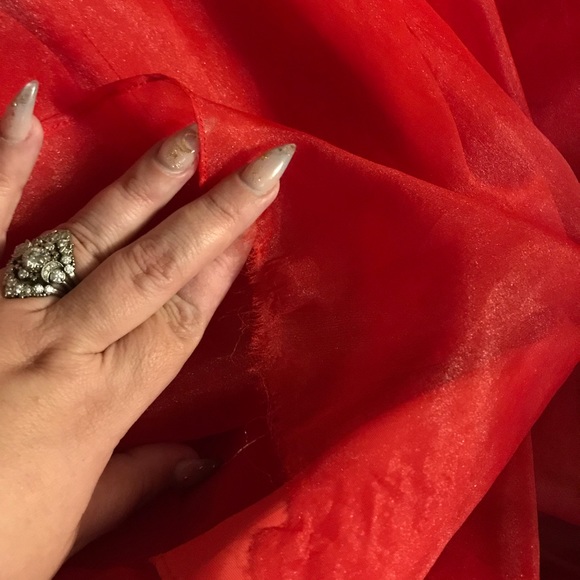 Vintage 80s organza red formal dress holiday - Picture 5 of 5